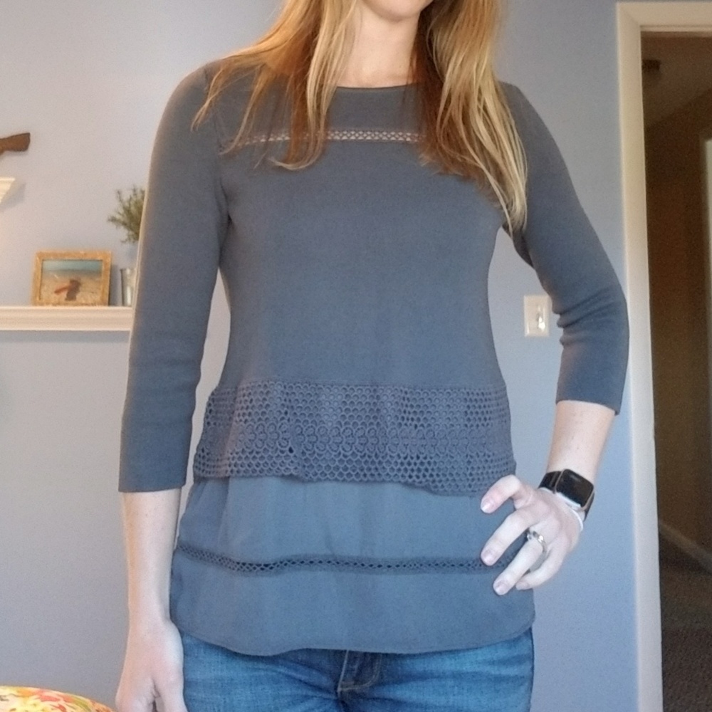 Loft peplum purple sweater size small